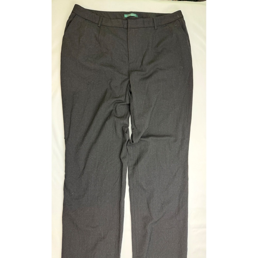 Lauren Ralph Lauren Womens 14W Gray Wool Blend Straight Leg Dress Pants Slacks